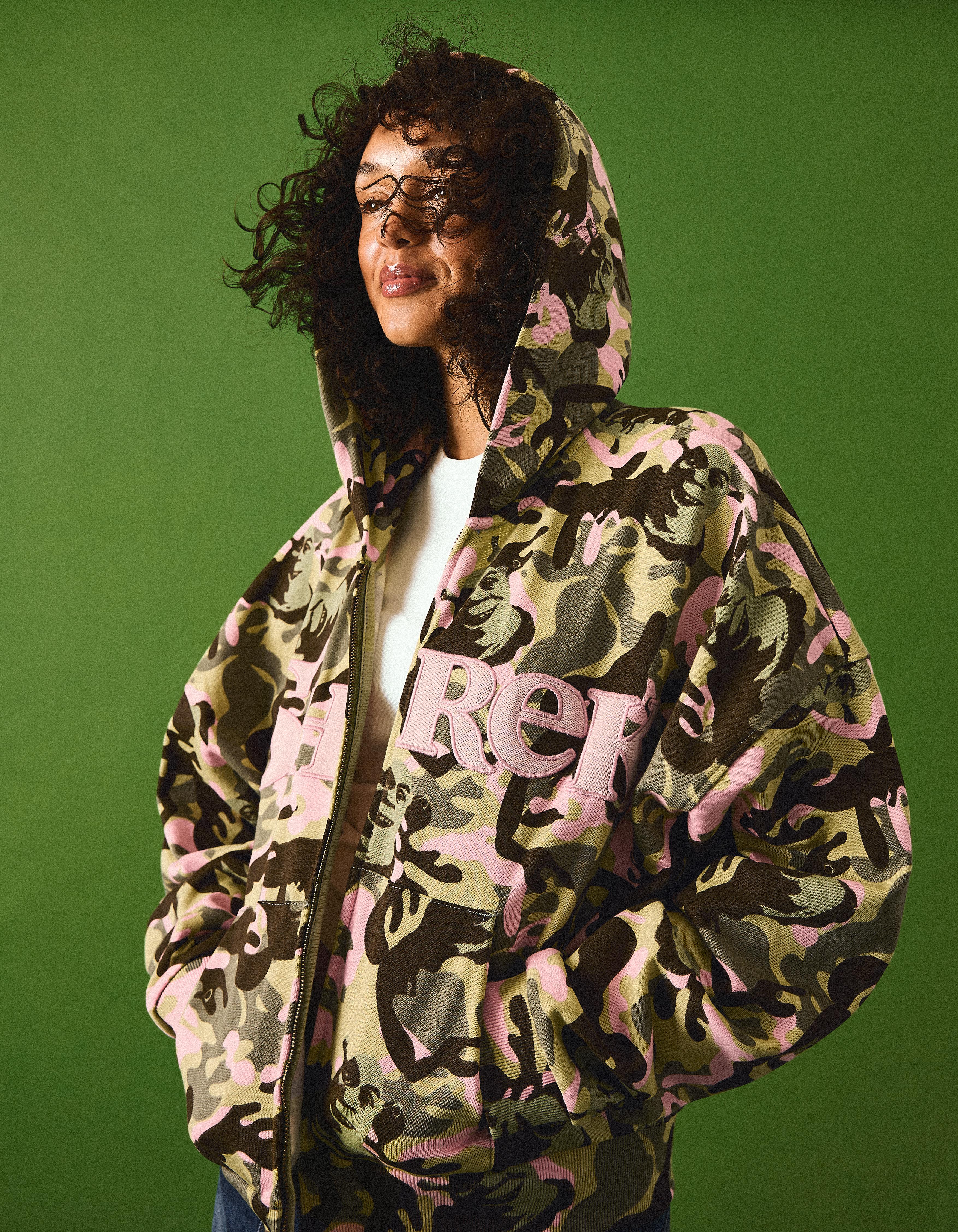 SHREK print hooded jacket — Khaki
