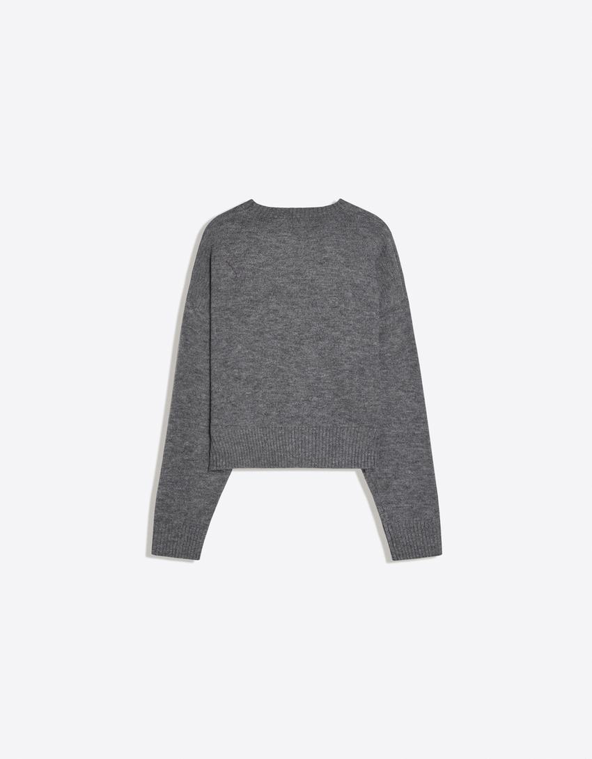 Pullover mit Rundausschnitt-Grau