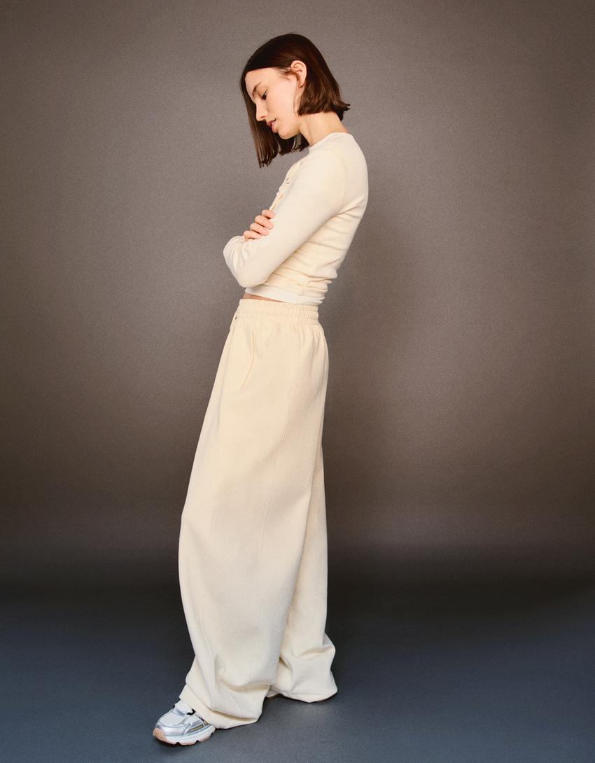 Pamuklu barrel fit pantolon-Kum rengi-1