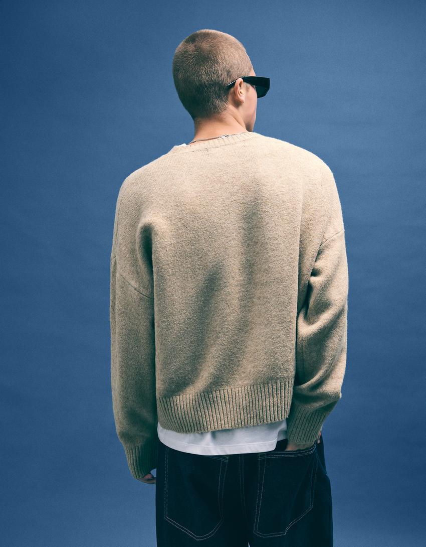 Cropped jumper-Camel
