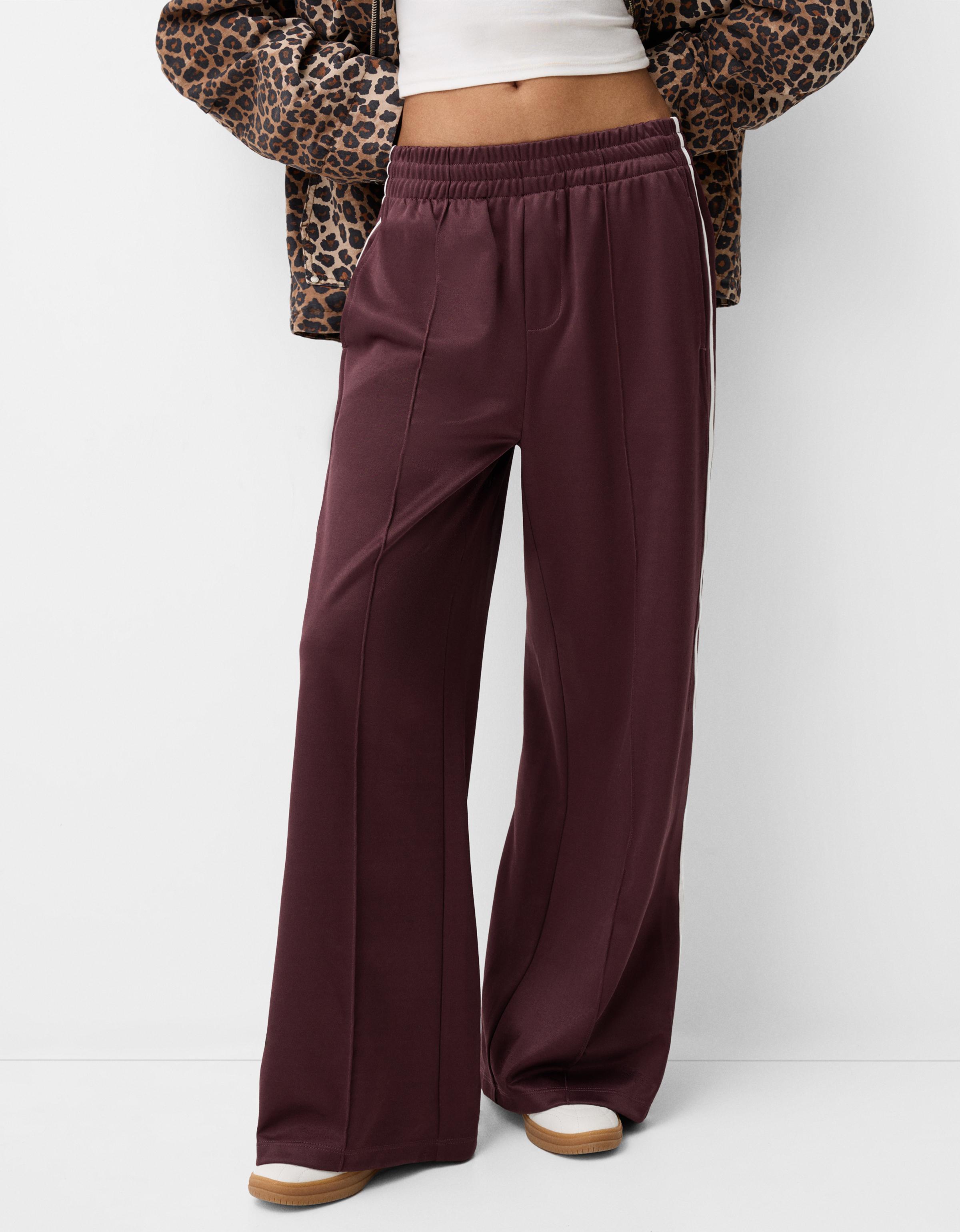 Bershka Hose Mit Seitlichem Streifen Damen Xs Violett