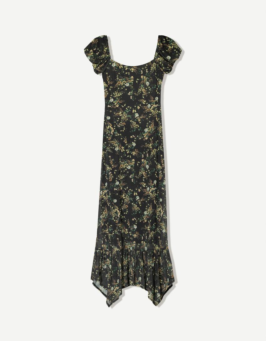 Rochie midi din tul-Verde-5