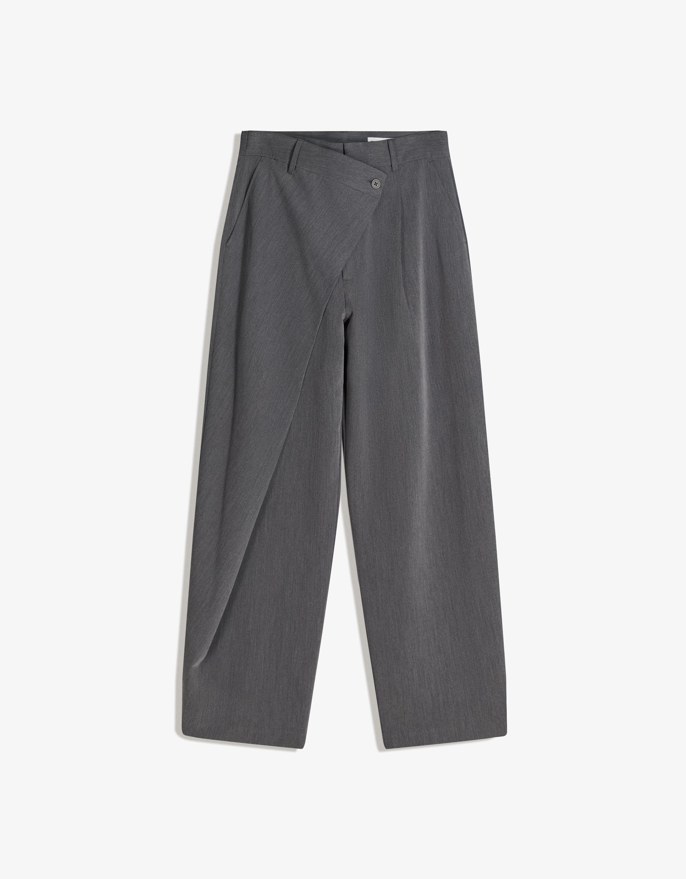 Bershka Tailored Hose Mit Überkreuzter Taille Herren 34 Dunkelgrau