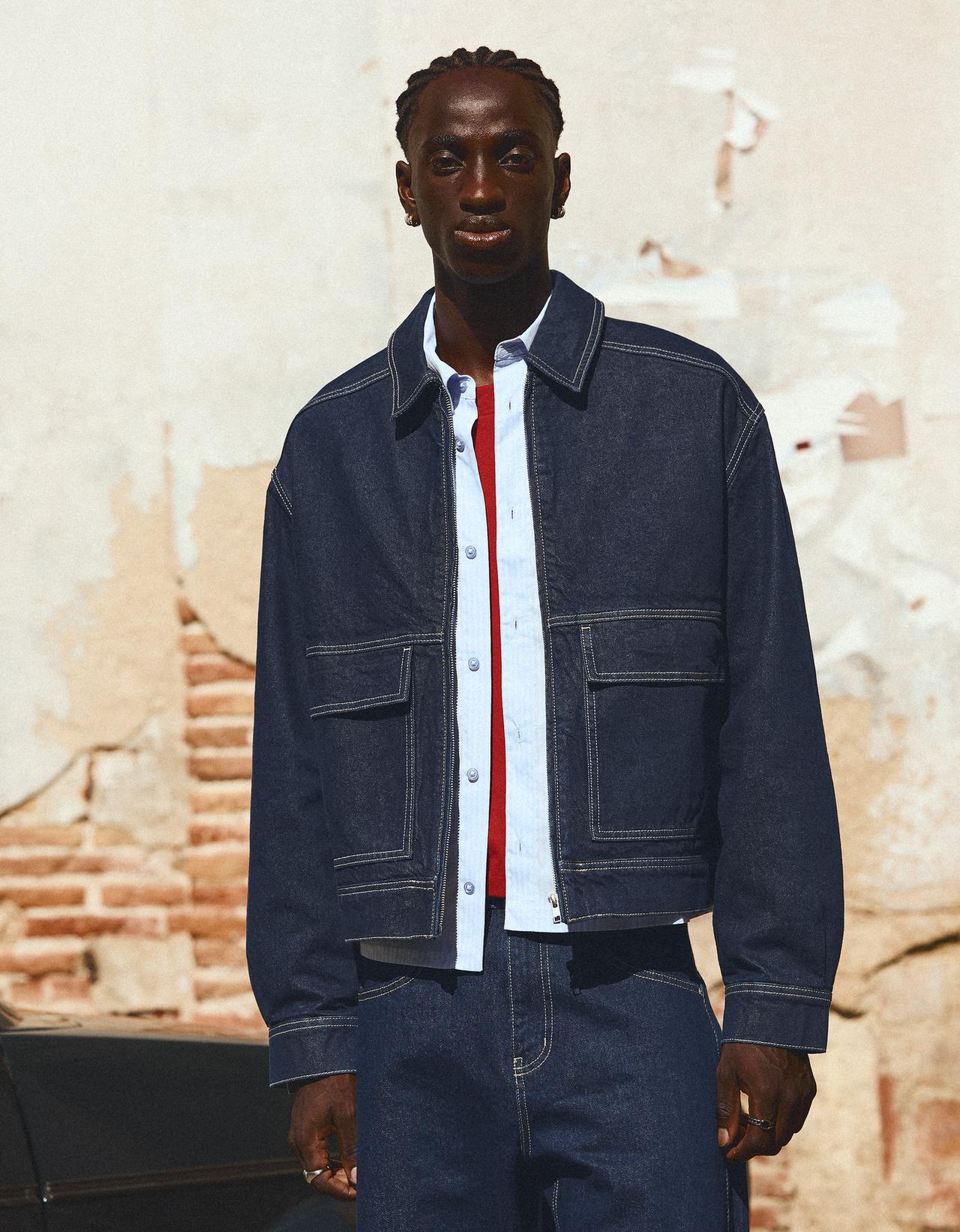 Denim bomber jacket — Navy