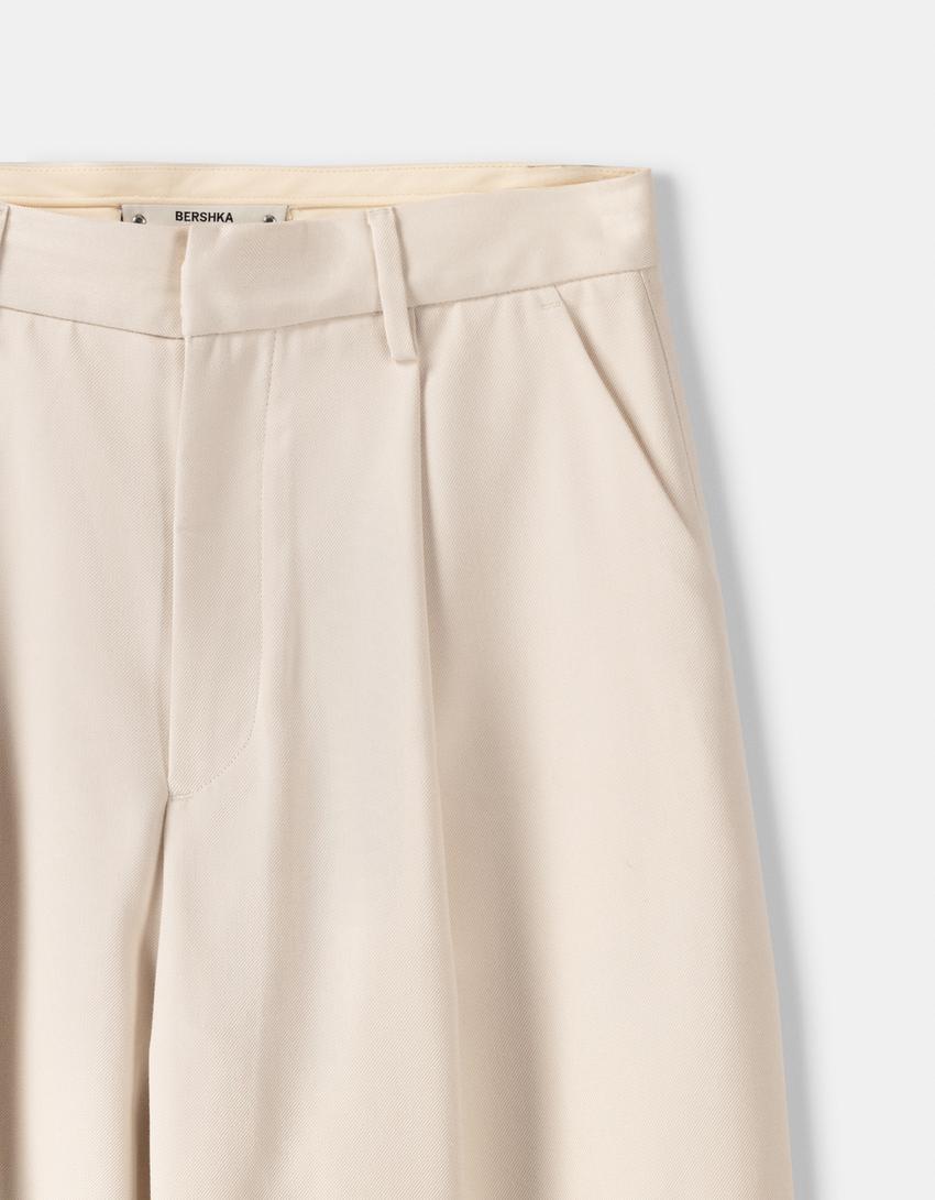 Pantalon wide pinces-Écru-2
