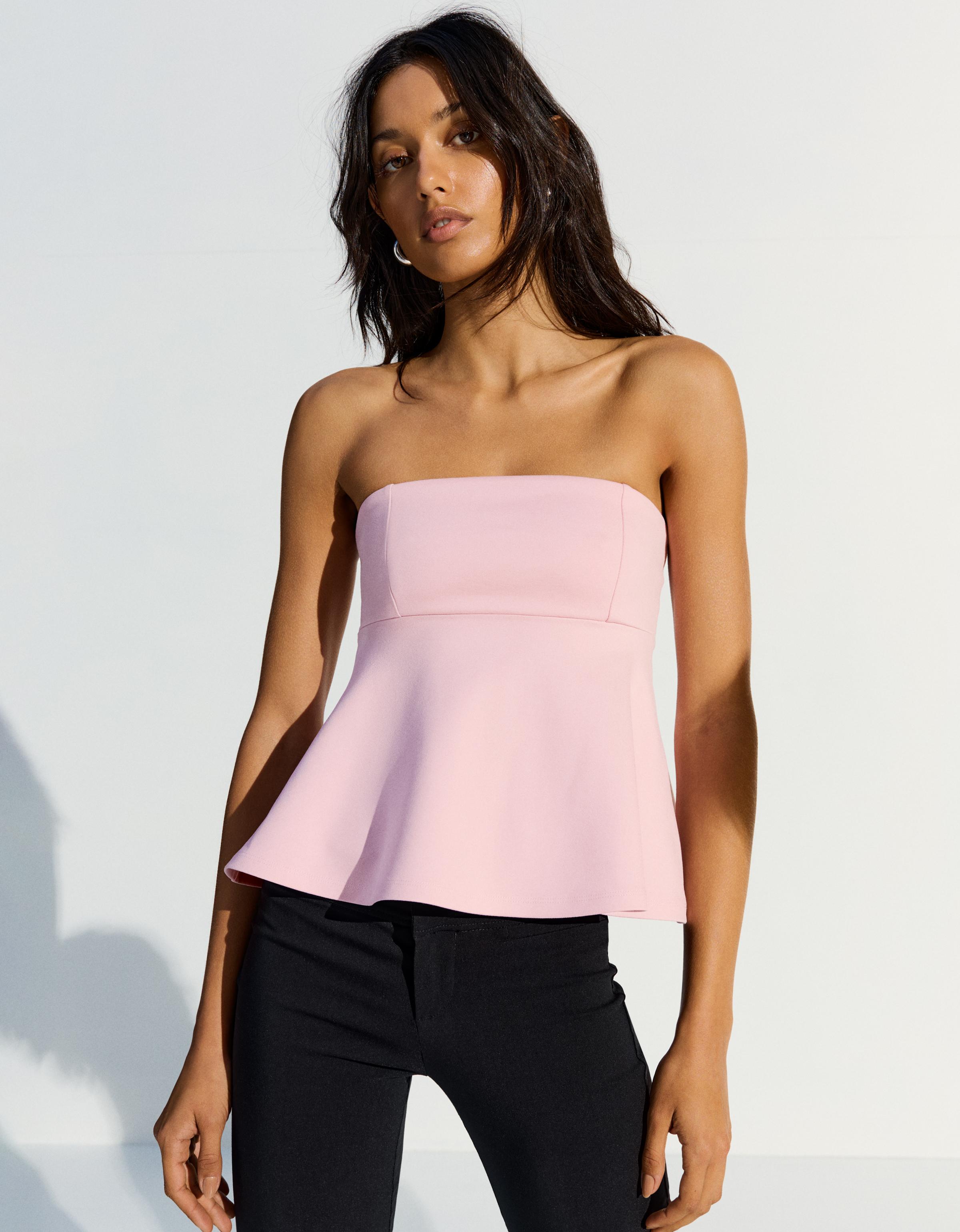Peplum bandeau top — Pink