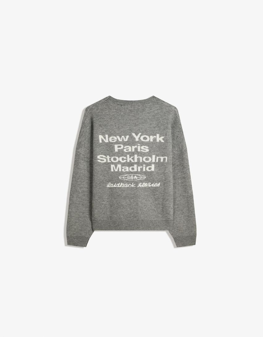 Jersey jacquard bordado-Gris