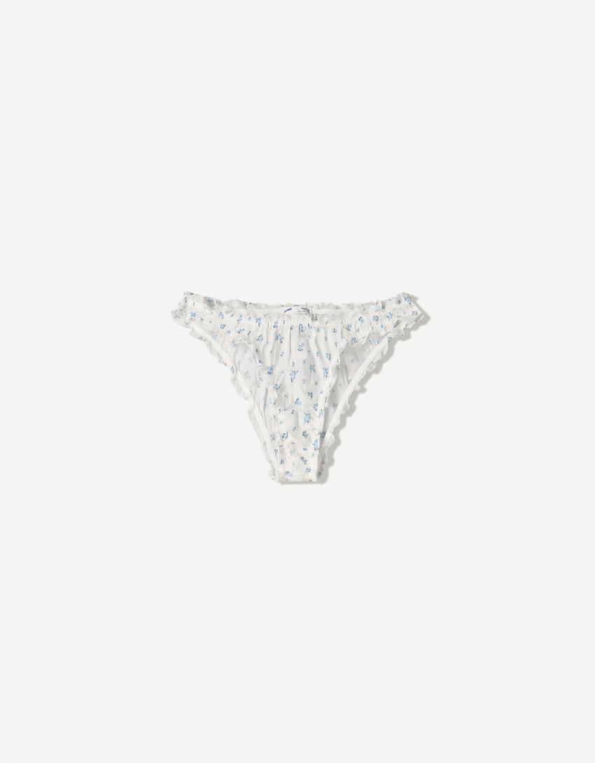 Braguita fruncida print-Azul