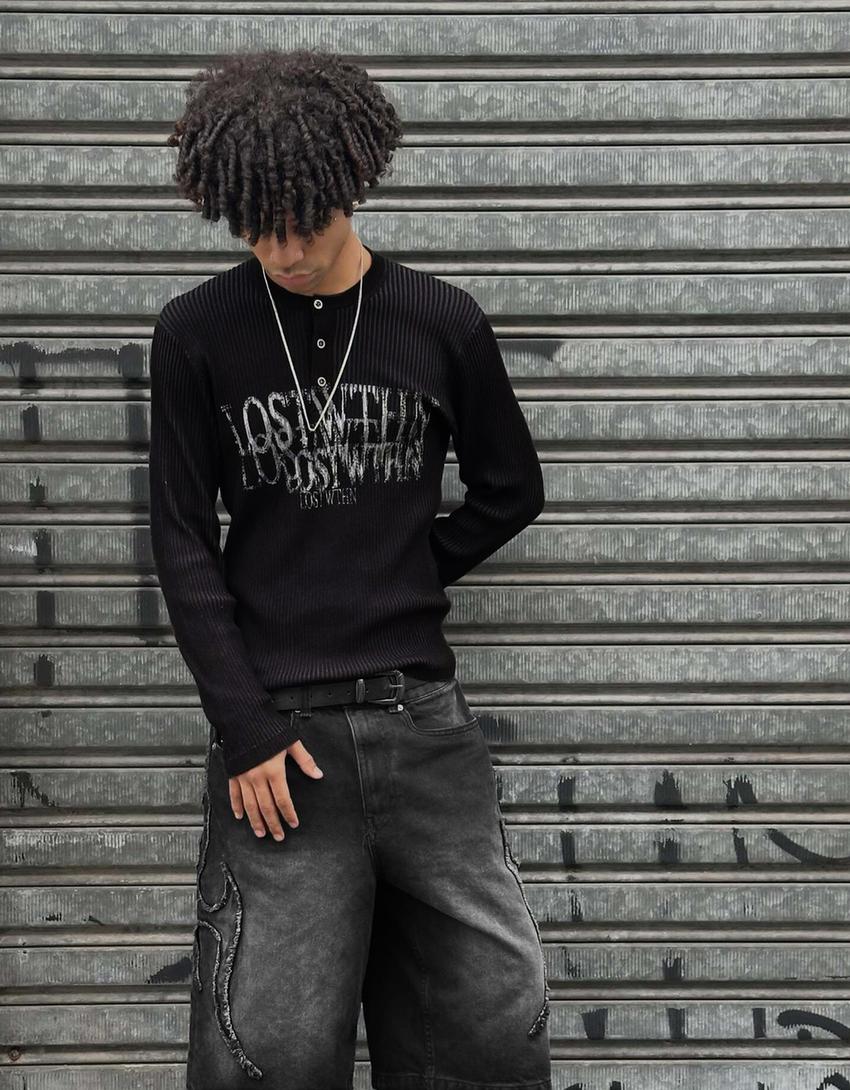 Bermuda baggy fit à patch-Noir