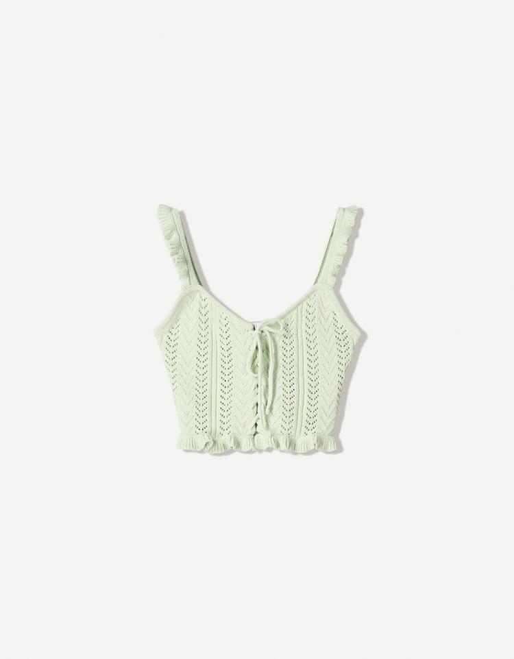 Ruffled top with tie