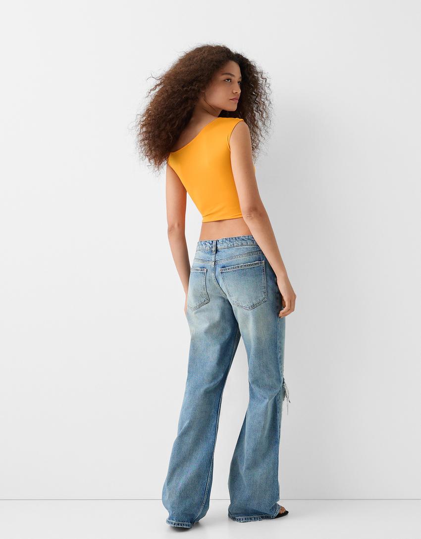 تيشرت غير متماثل بدون أكمام-برتقالي-1