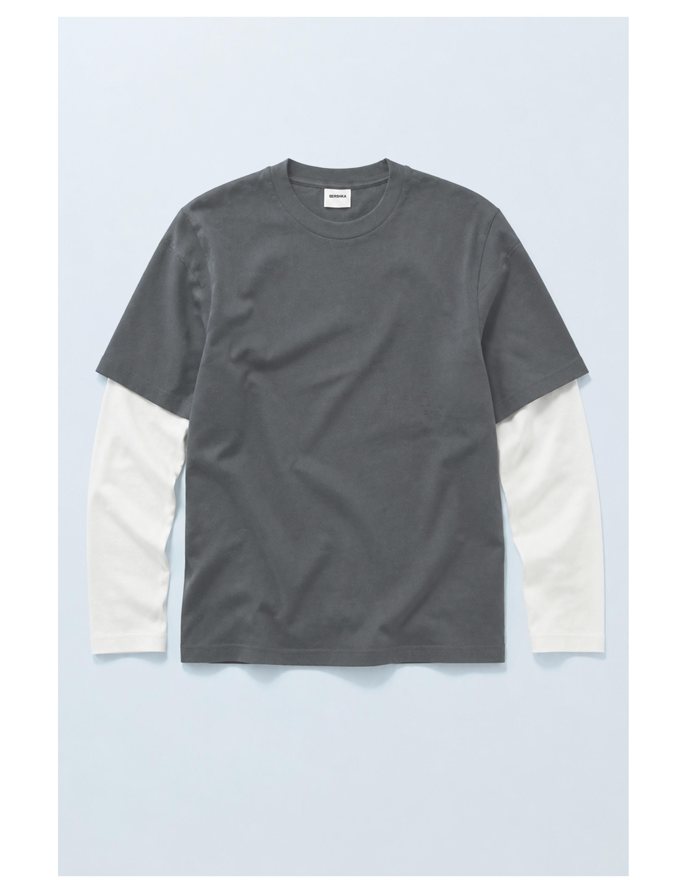 Contrast double-sleeve T-shirt — Dark grey