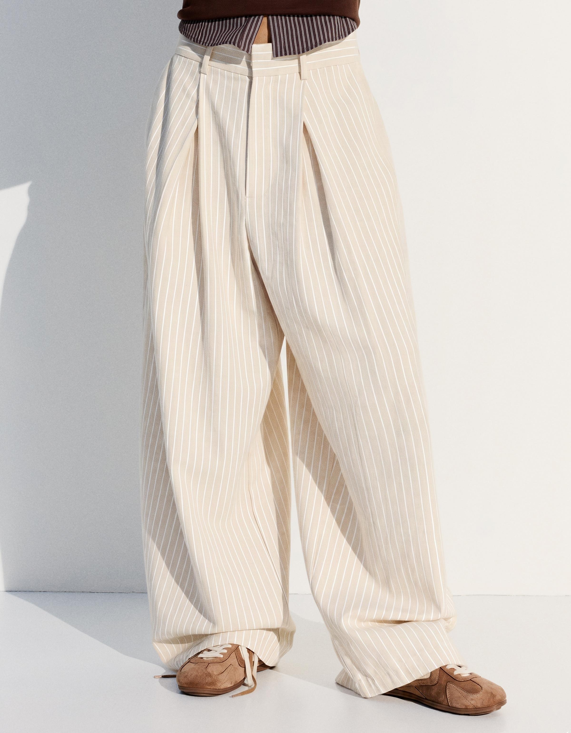 Bershka Super baggy fit pensli pantolon görsel 7