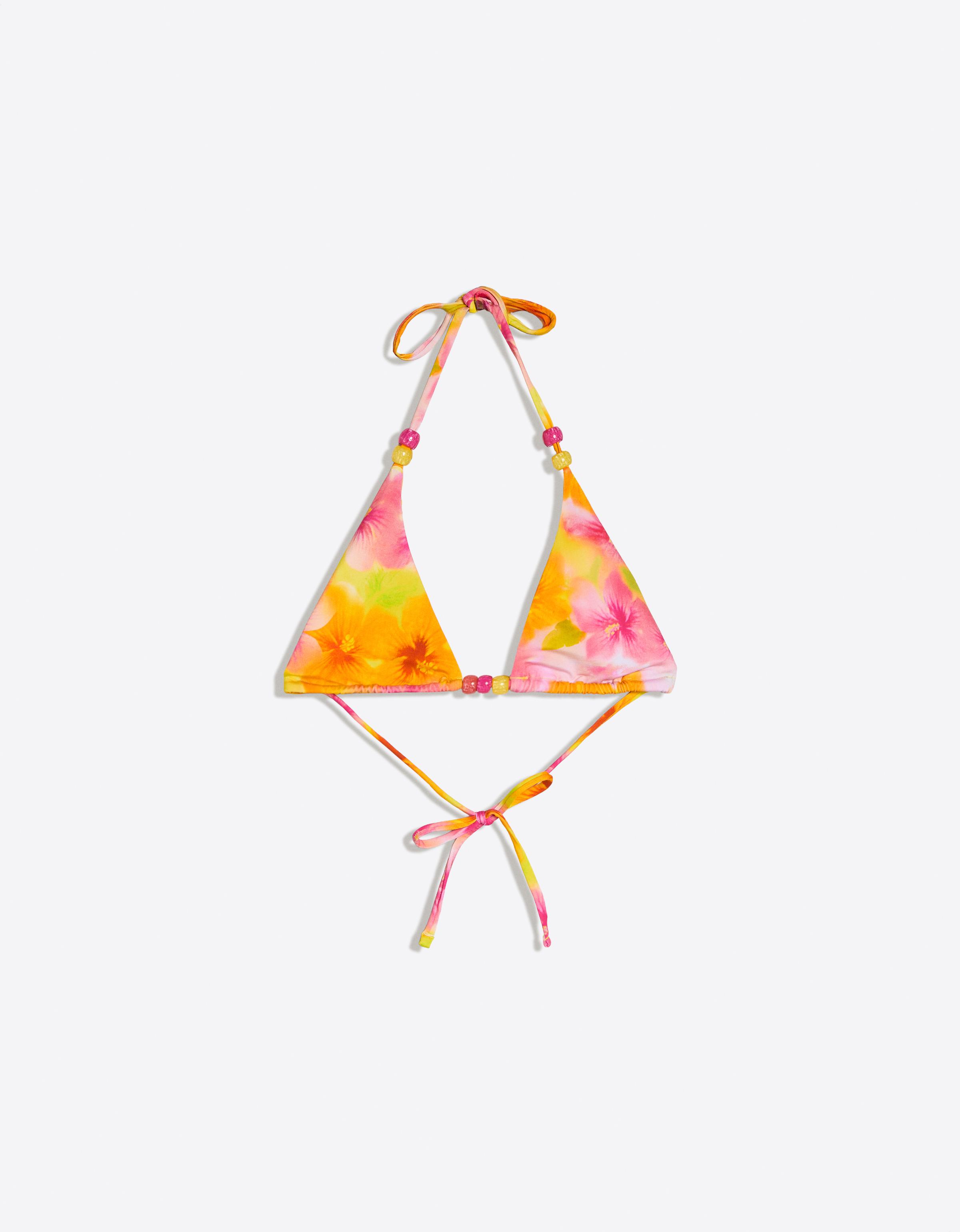 Floral triangle bikini top — Orange