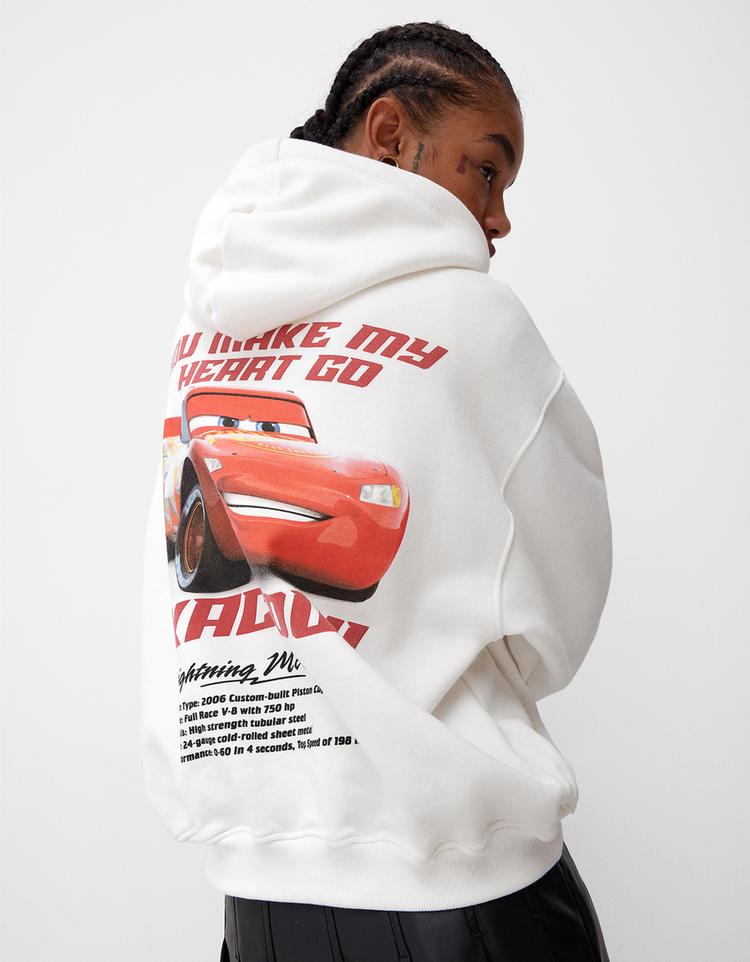 Araba görselli kapüşonlu sweatshirt