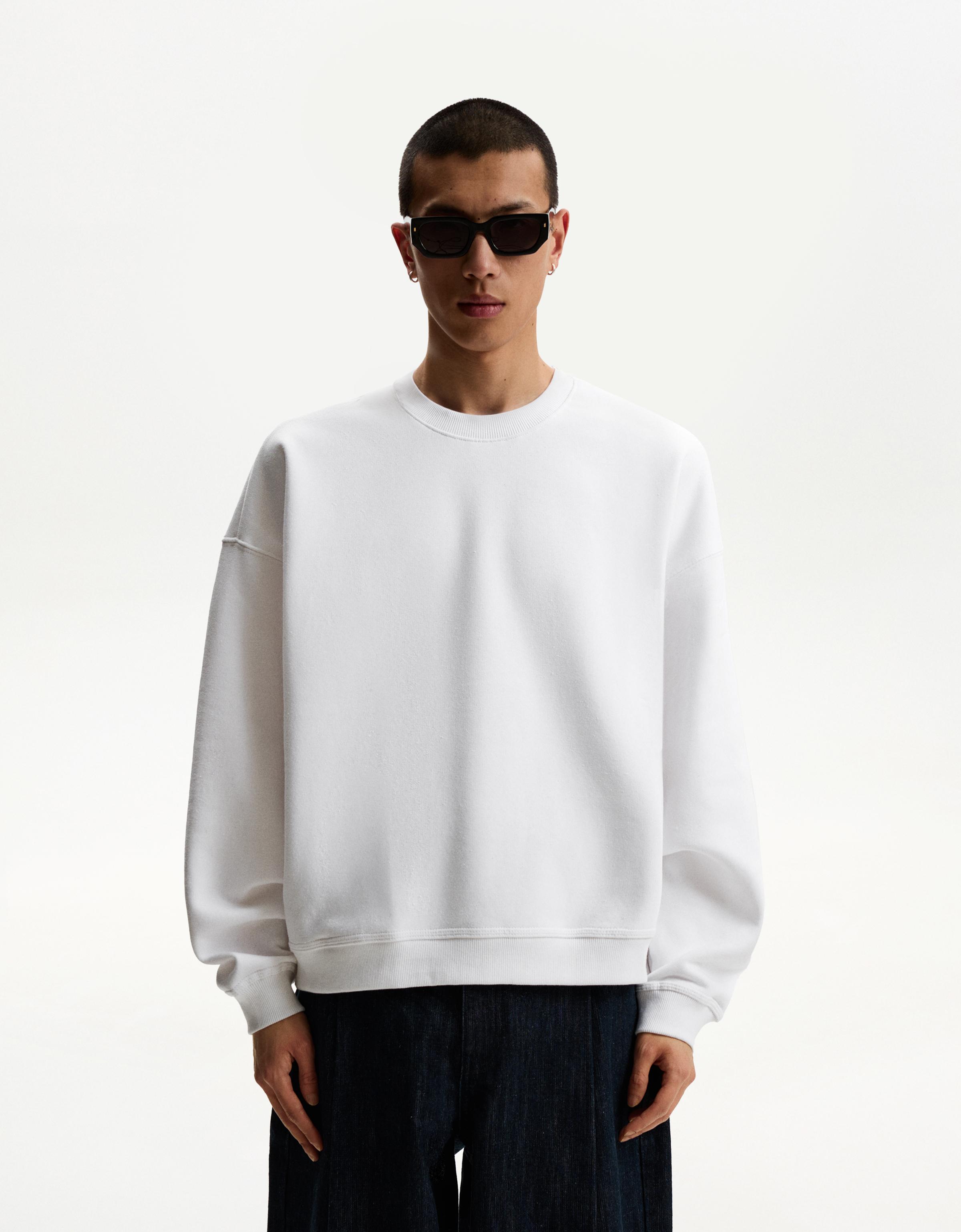 Bershka Basic Boxy Sweatshirt Herren S Weiss