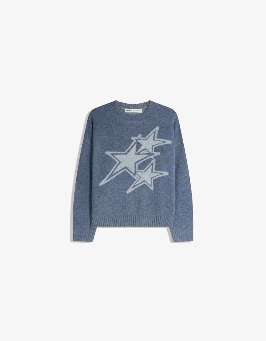 Camisola padrão-Azul