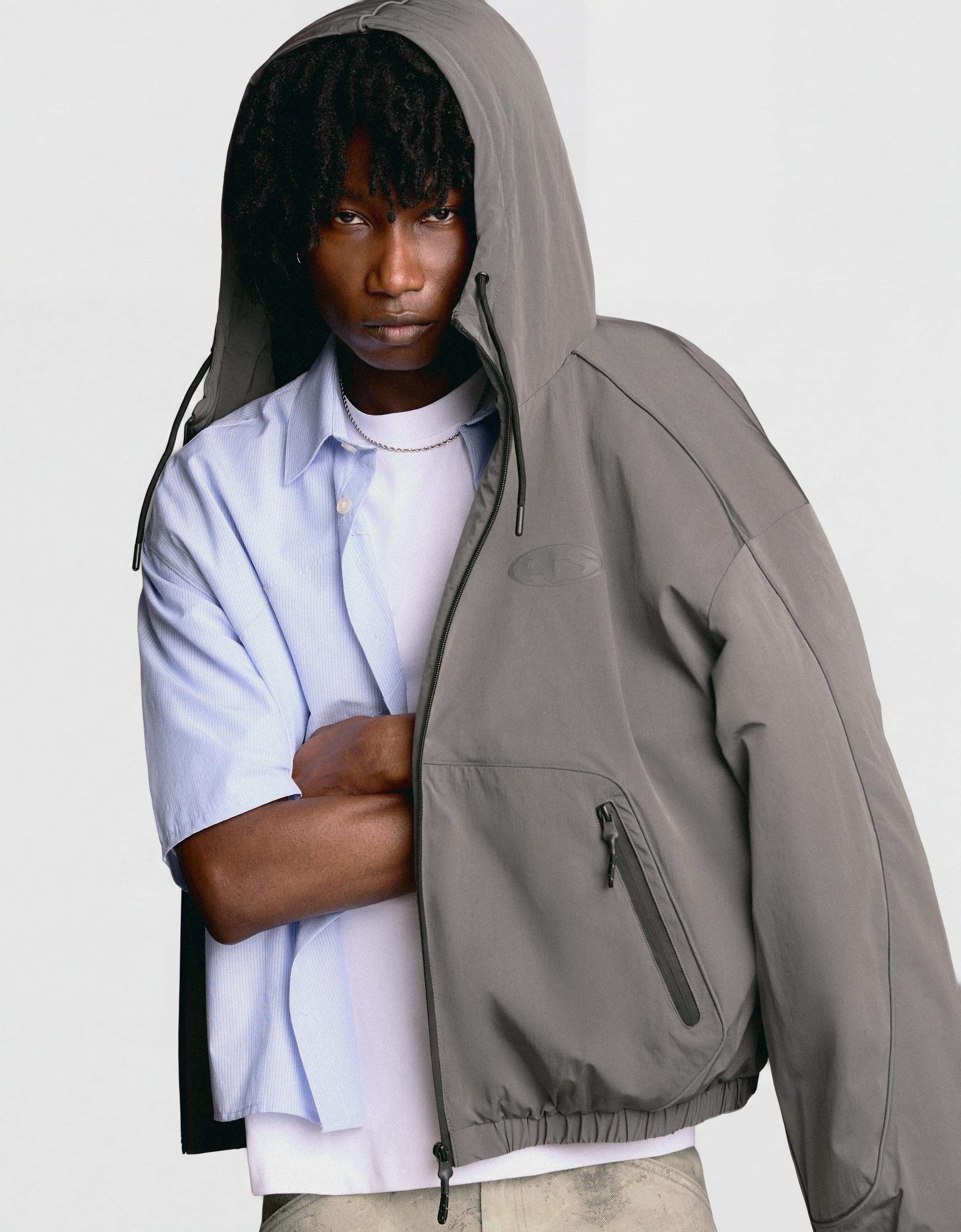 Technical hooded jacket — Grey