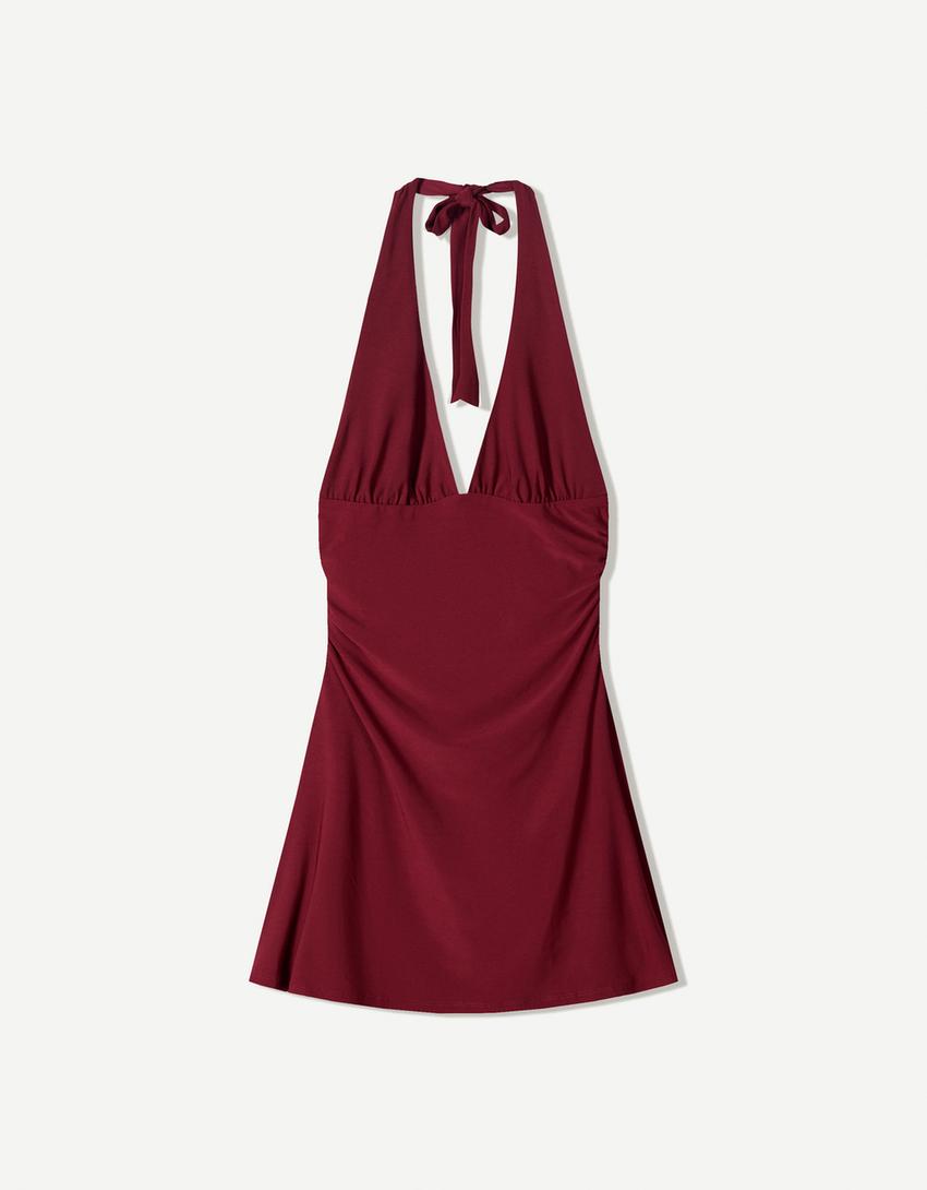 Vestido mini halter-Burdeos