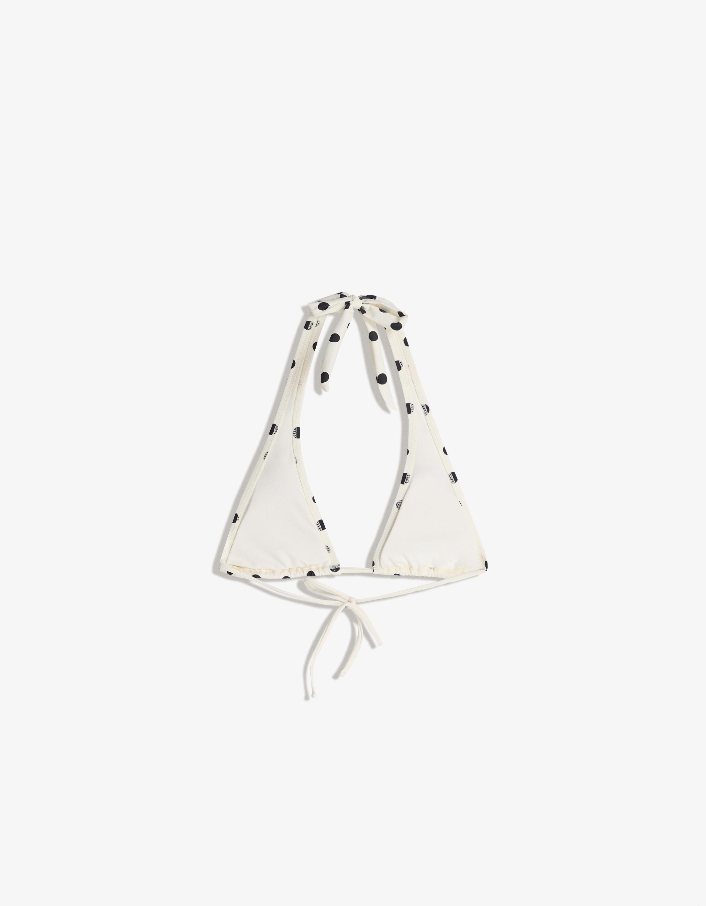 Halter polka dot bikini top — Cream