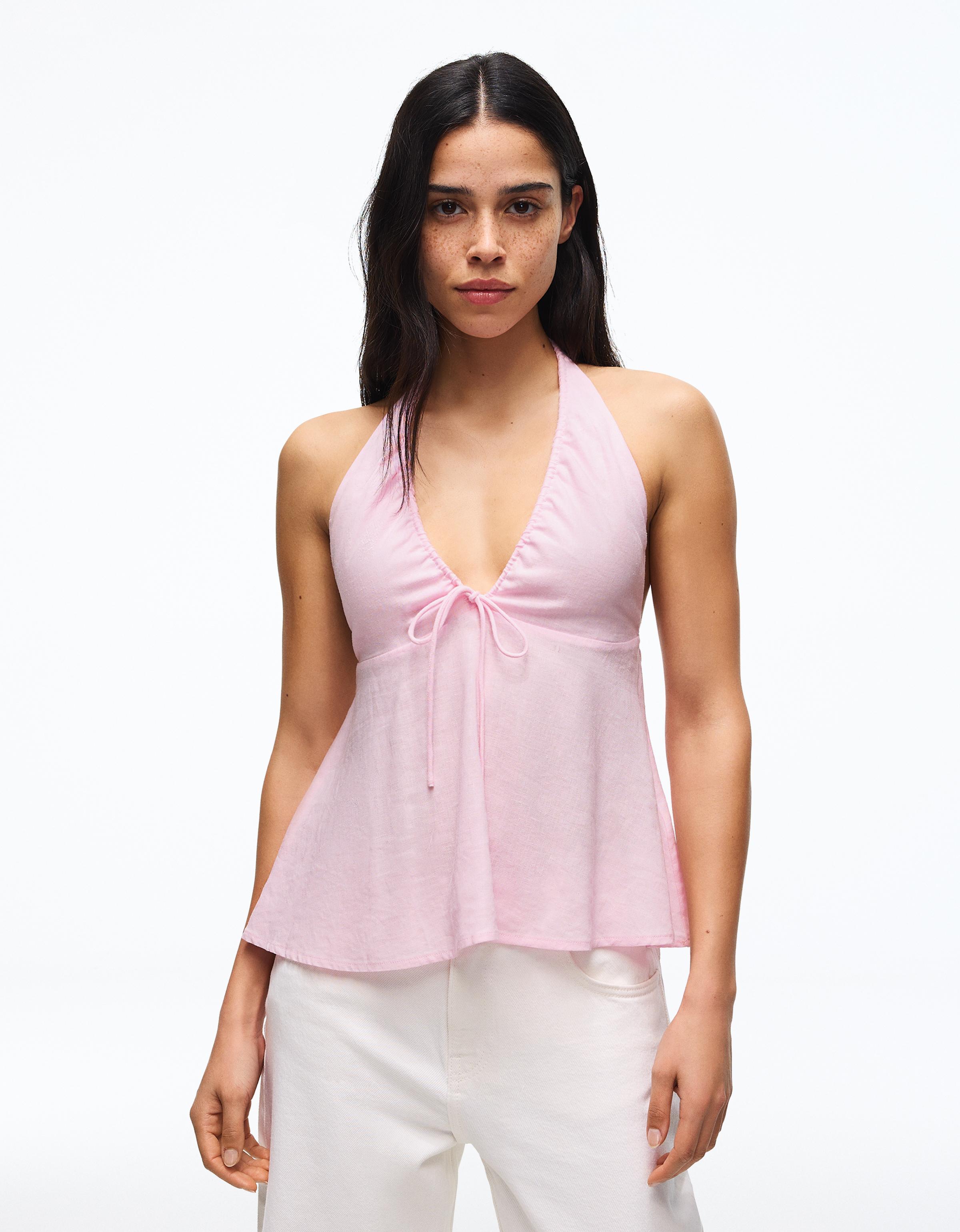 Linen halter top — Pink