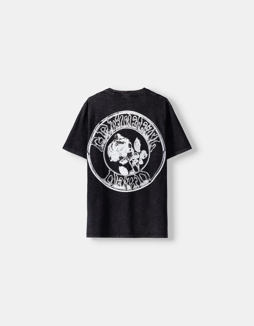 T-shirt Grateful Dead manga curta lavada-Preto-5