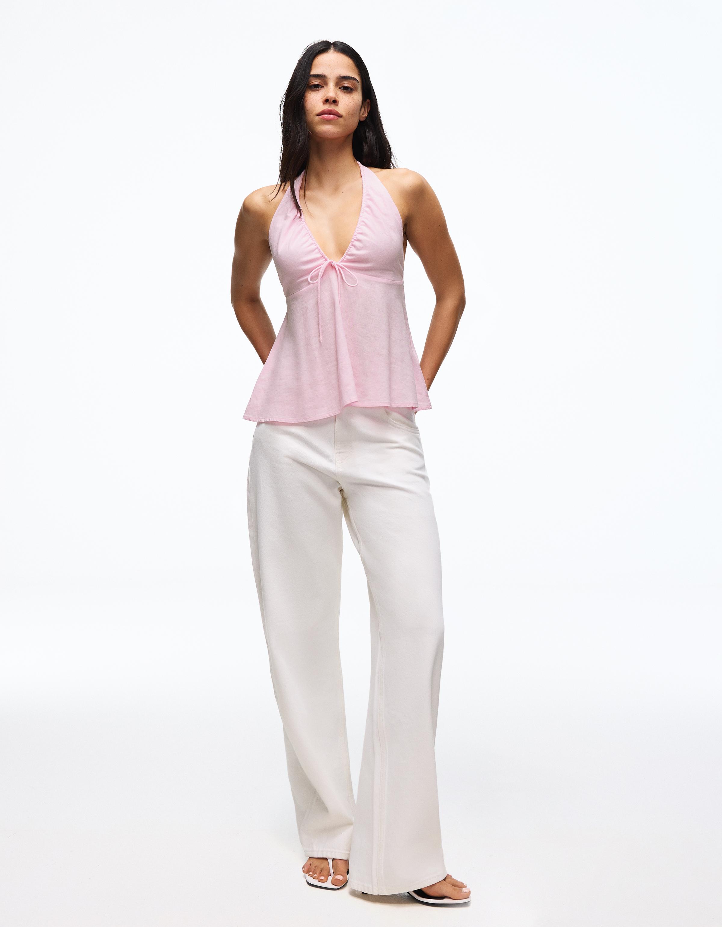 Linen halter top — Pink