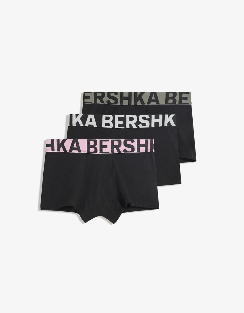 3-Pack boxershorts met brede tailleband-Roos-0