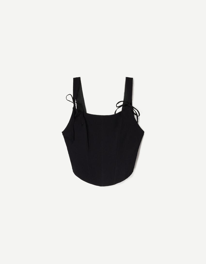 Corset top with bows-Black