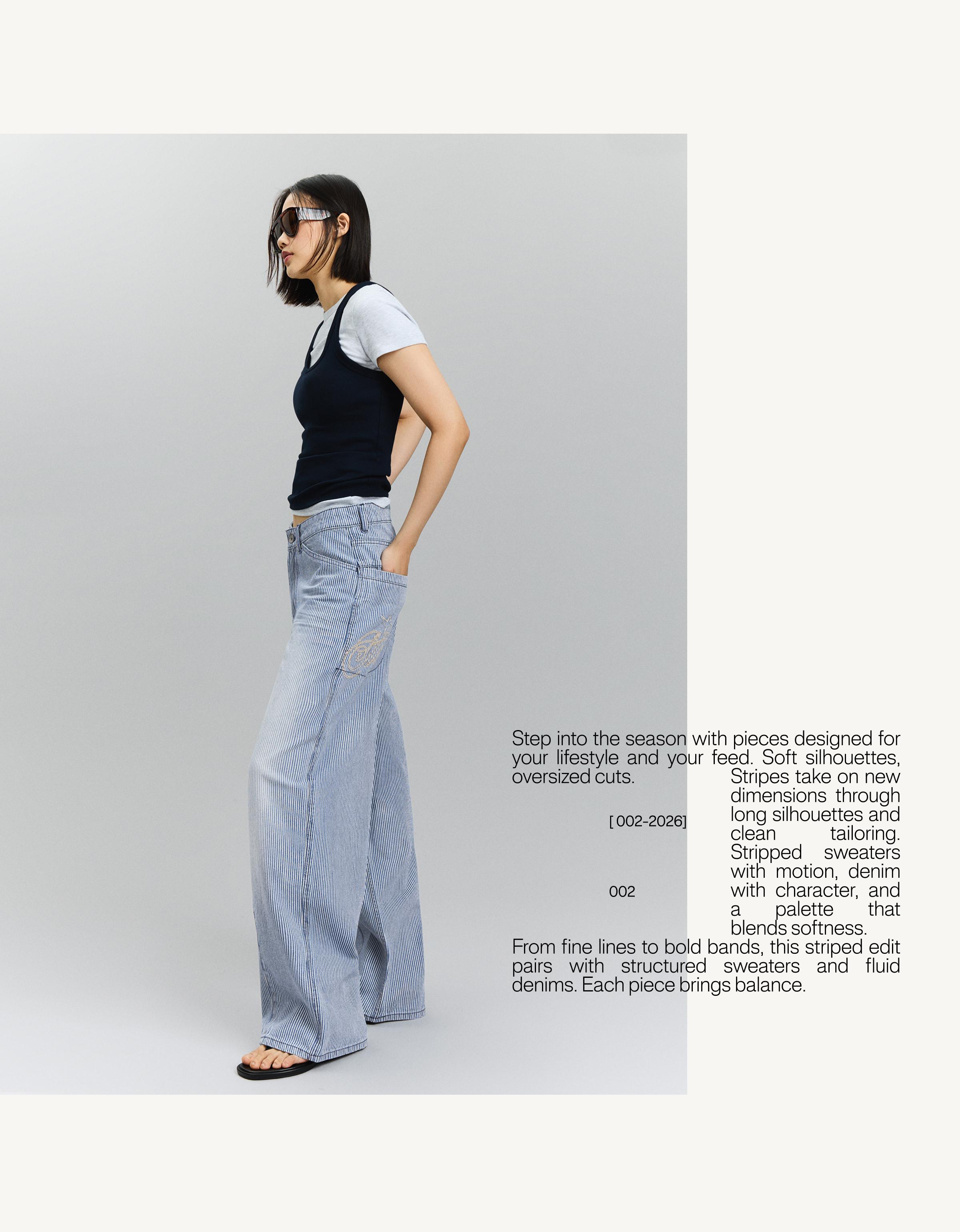 Düşük bel çizgili süper geniş paça jean - Görsel 18