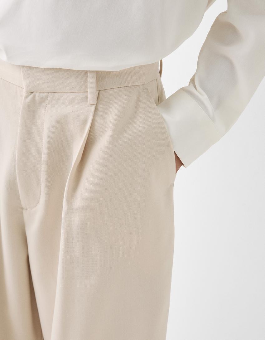 Pantalon wide pinces-Écru-5