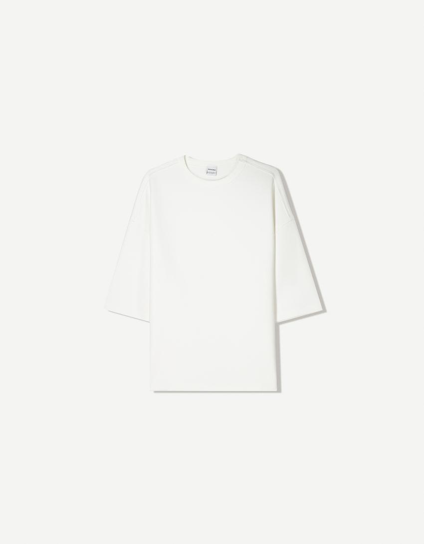 Oversize short sleeve interlock T-shirt-Off white