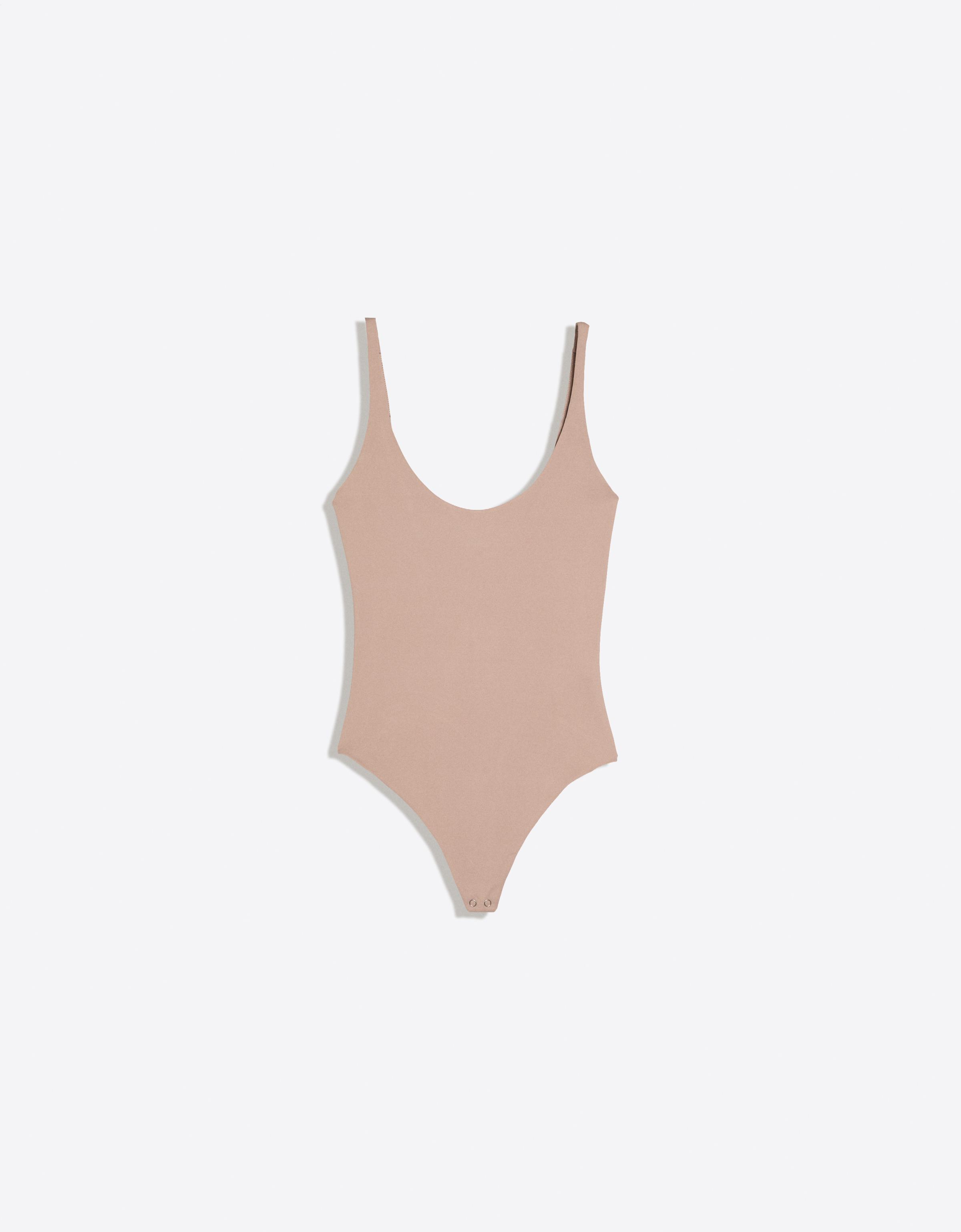 Round neck strappy bodysuit — Pink