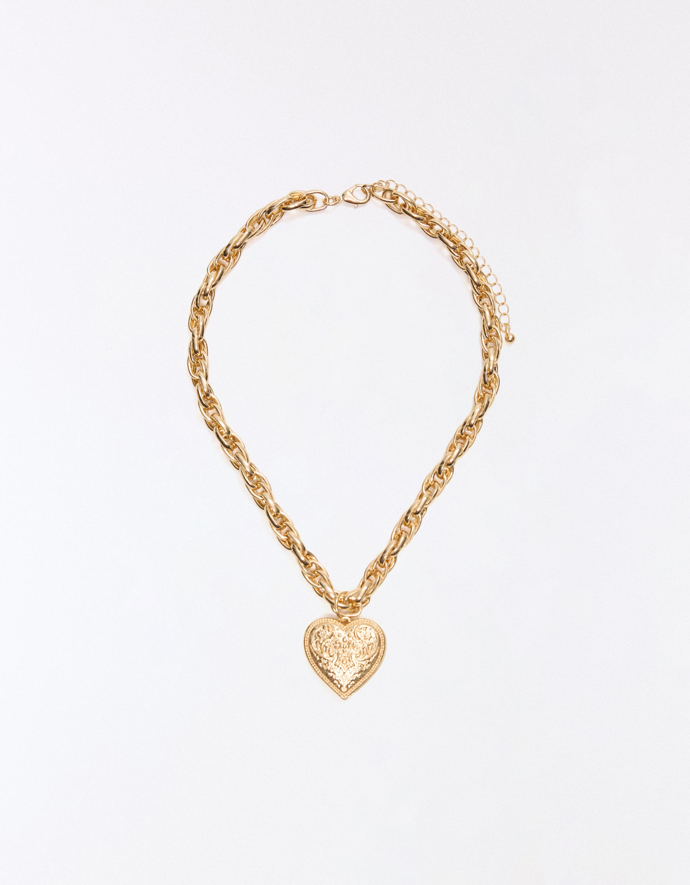 Chunky heart chain necklace — Gold