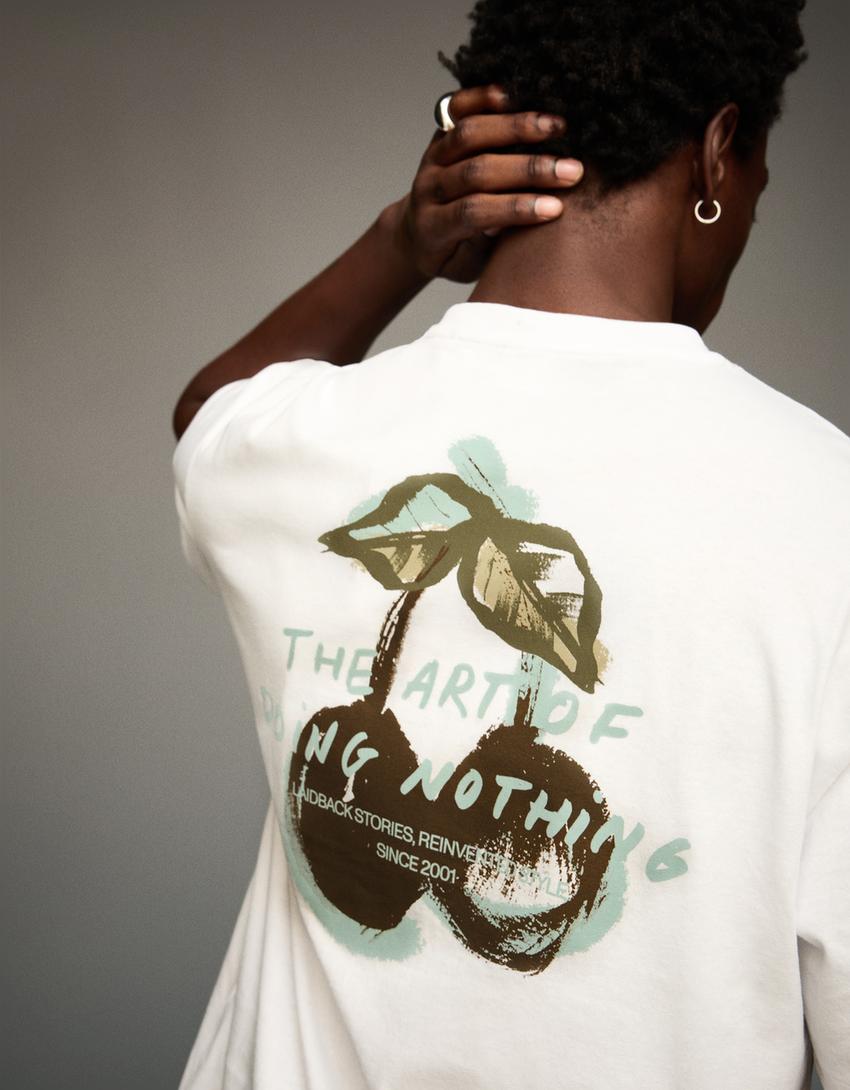 Camiseta manga corta print-Blanco