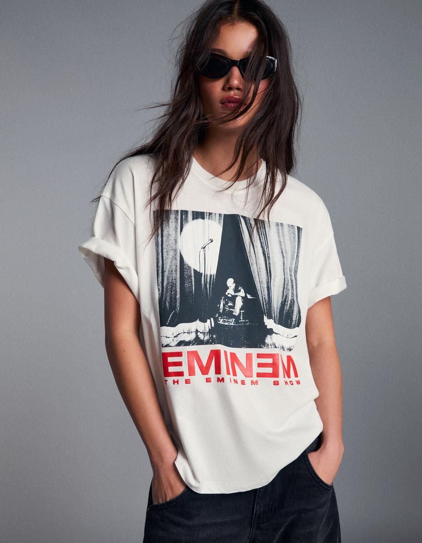 Eminem Oversize-T-Shirt-Grbrochenes Weiss