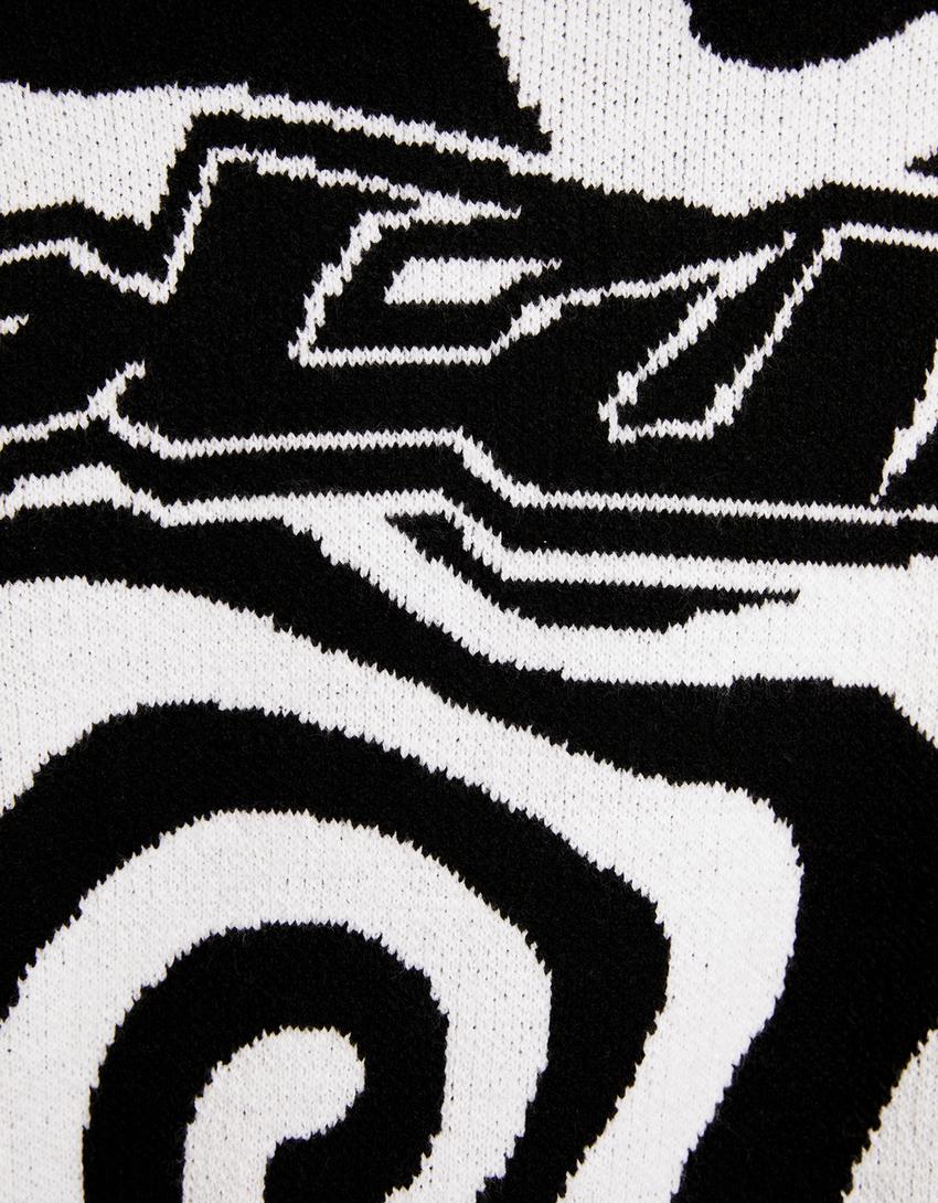 سويتر بطبعة-أبيض / أسود-5