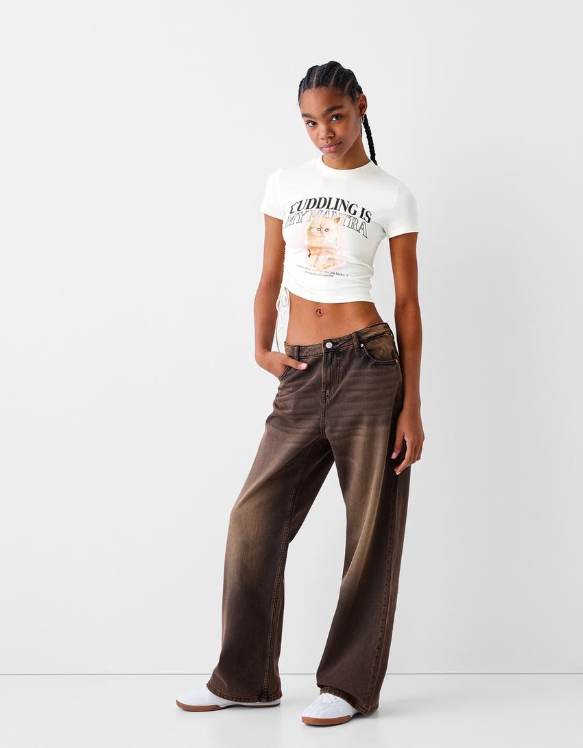 Short sleeve T-shirt with print-Cream-3