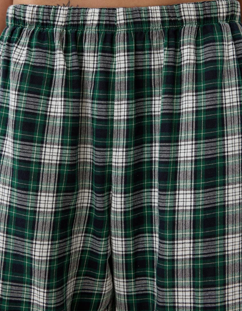Calças direitas aos quadrados-Verde-5