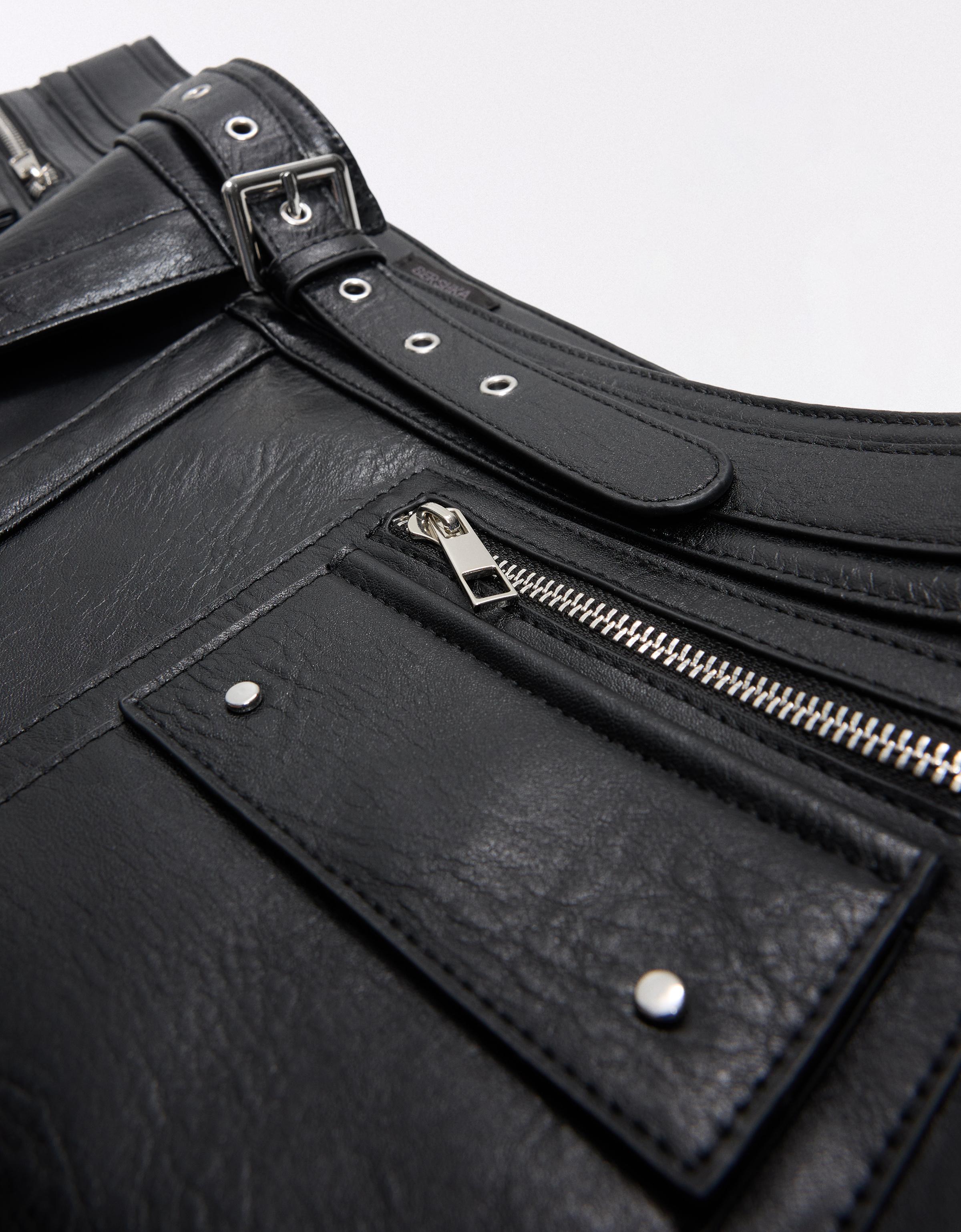 Zip-detail skirt belt — Black