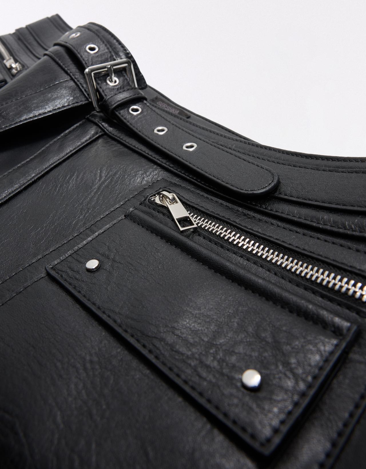 Zip-detail skirt belt — Black