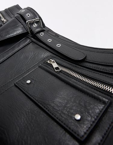 Zip-detail skirt belt — Black 3