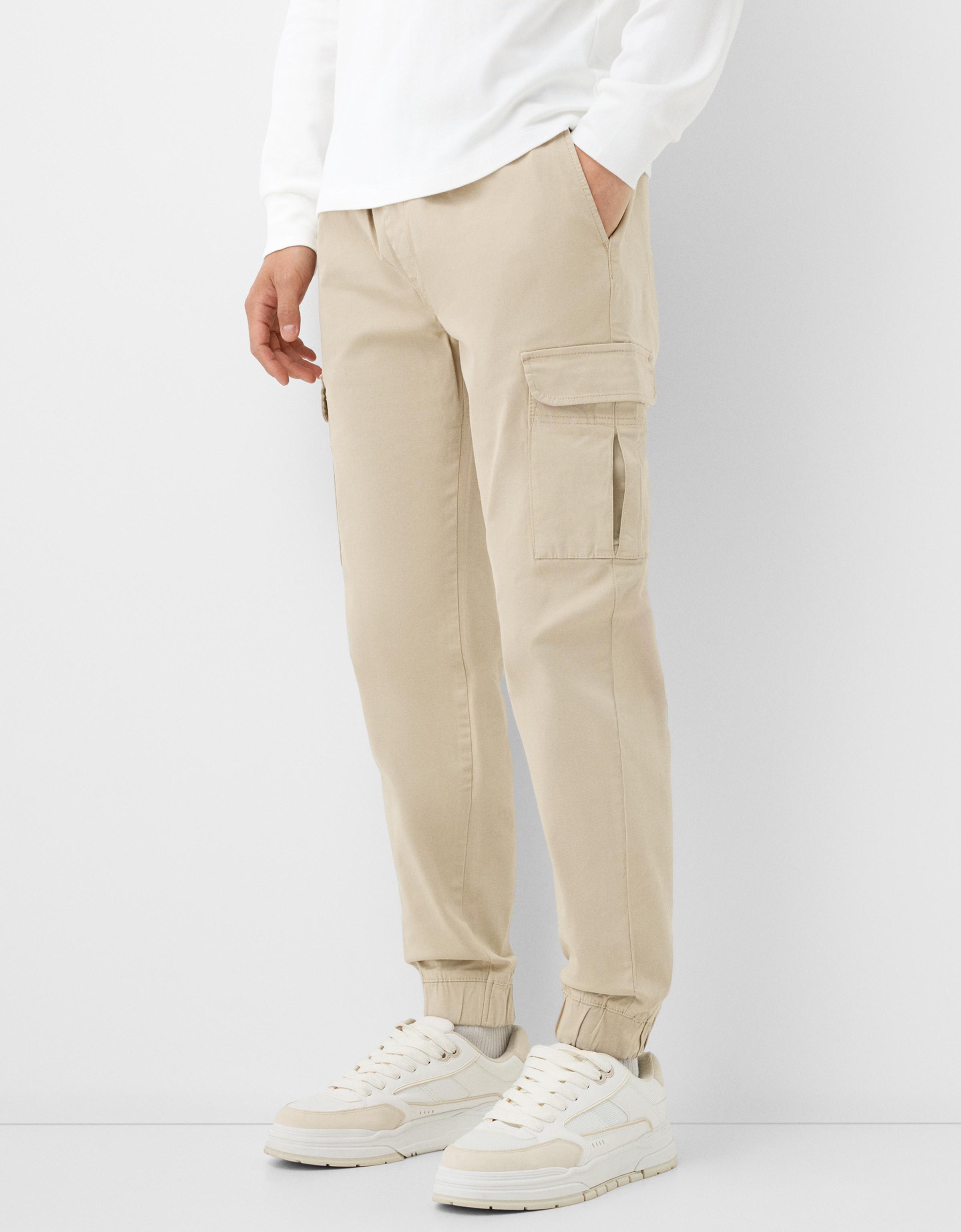 Bershka Cargo-Jogginghose Herren M Sandfarbe