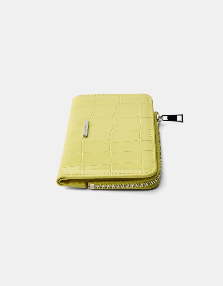 محفظة يدوية بلمسة جلد لامع ونقشة حيوانية-أخضر-5