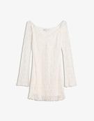 Blonde lace off-the-shoulder mini dress