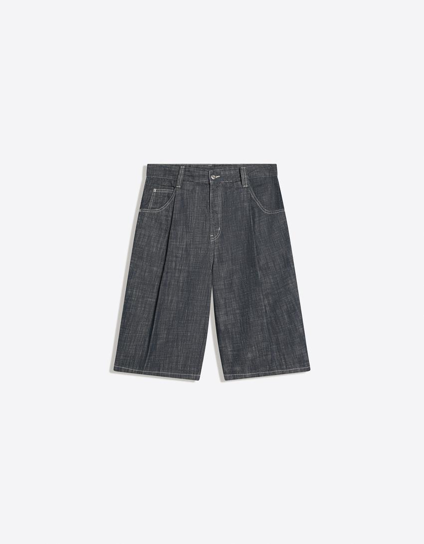 Denim Bermuda shorts-Navy
