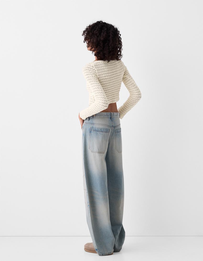 سويتر كروشيه كروب-كريمي-2