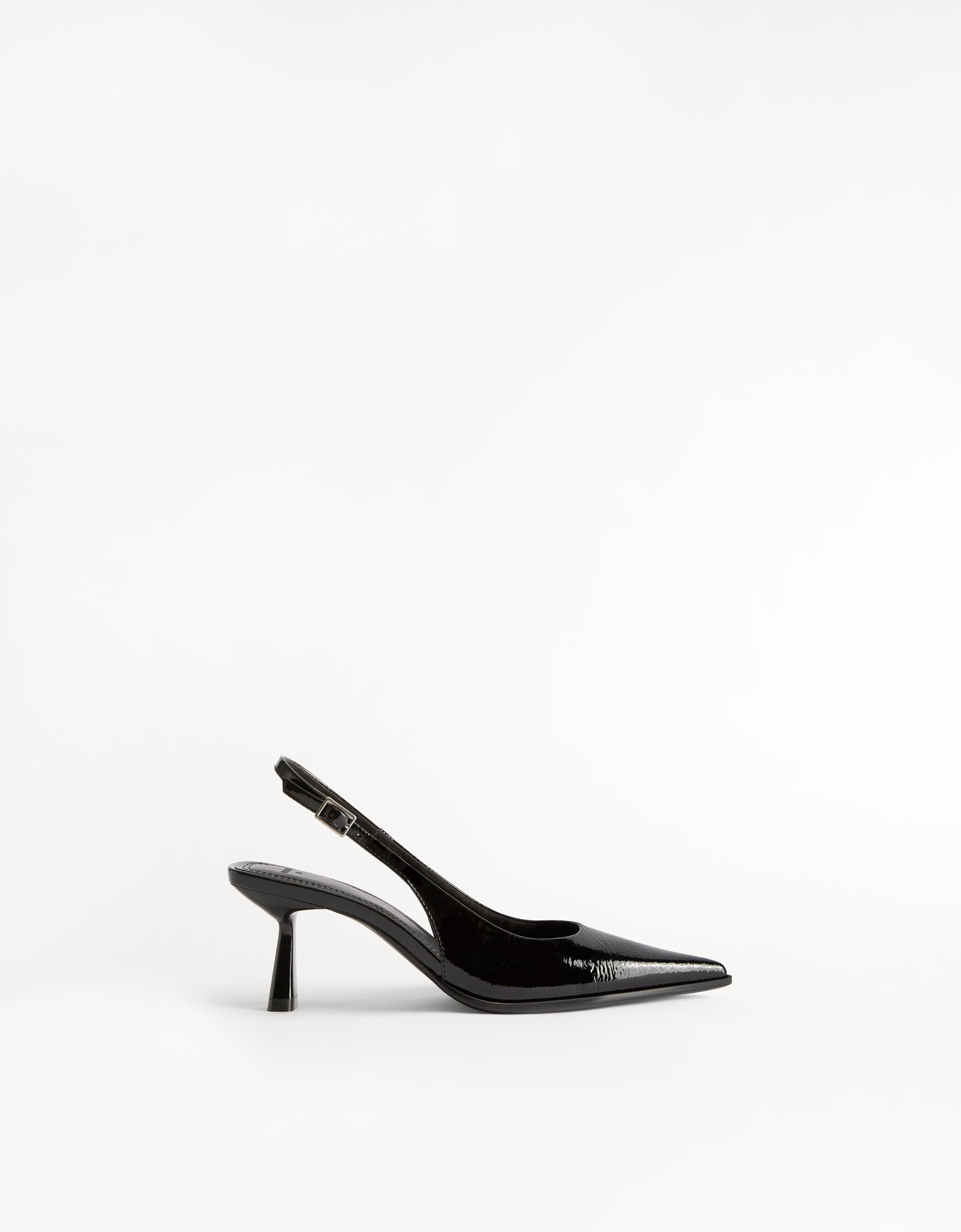 Bershka Zapato Tacón Kitten Destalonado Mujer Negro