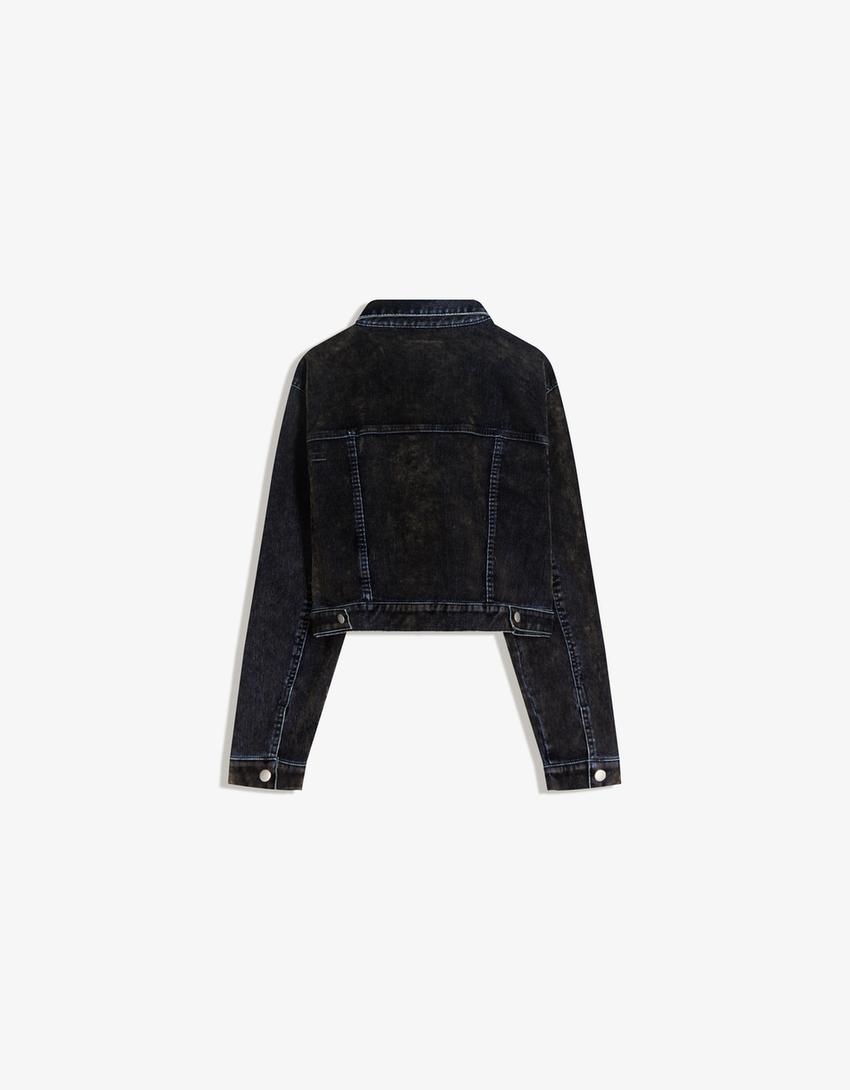 Flocking denim jacket-Brown
