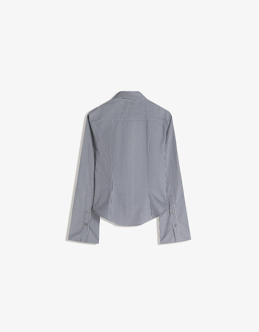 Camisa màniga de campana entallada-Gris